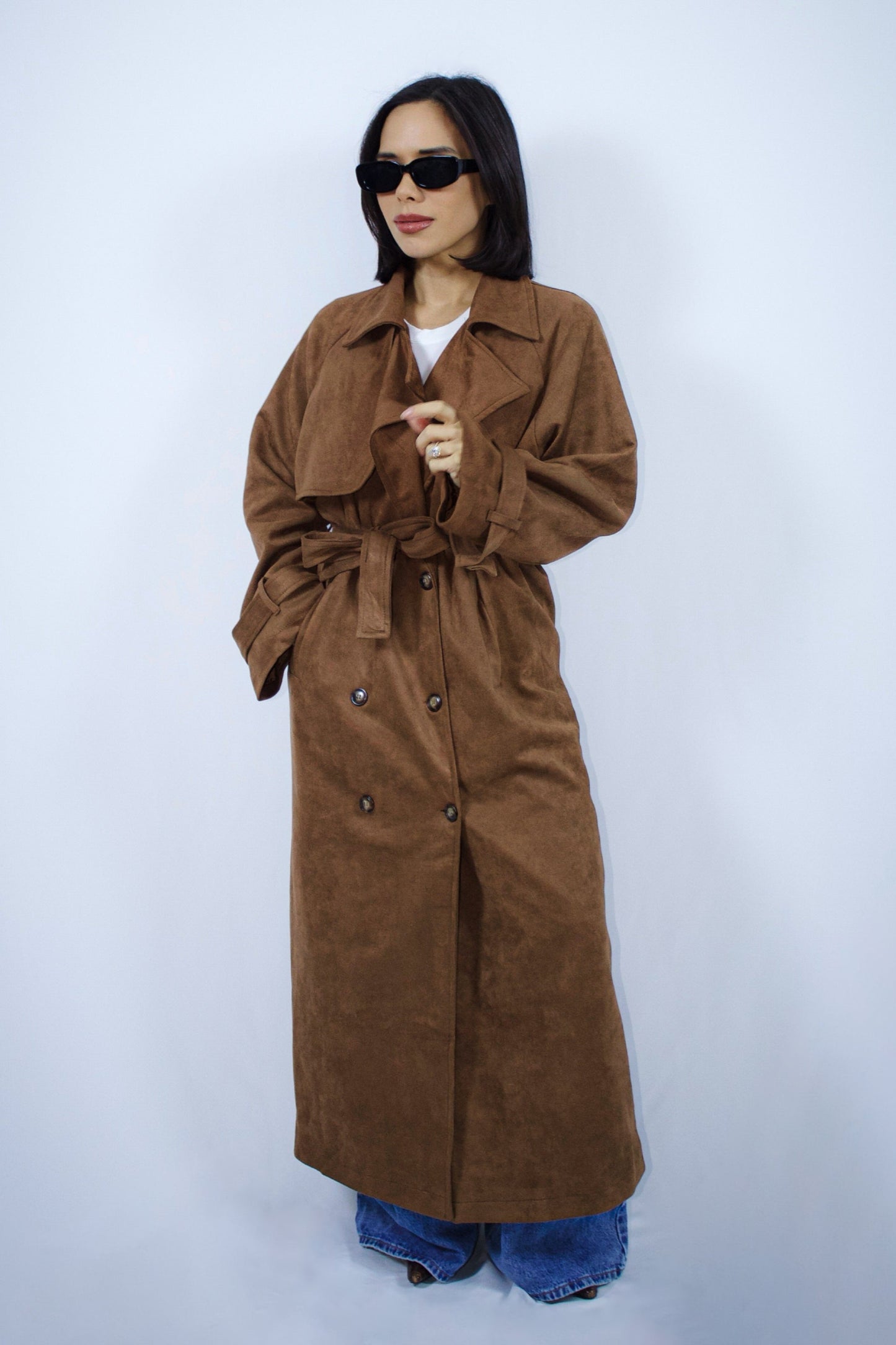 Sienna Faux Suede Trench Coat