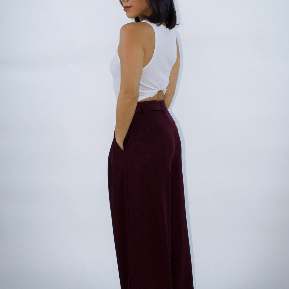 
                      
                        Margaux Wide Leg Burgundy Trousers
                      
                    